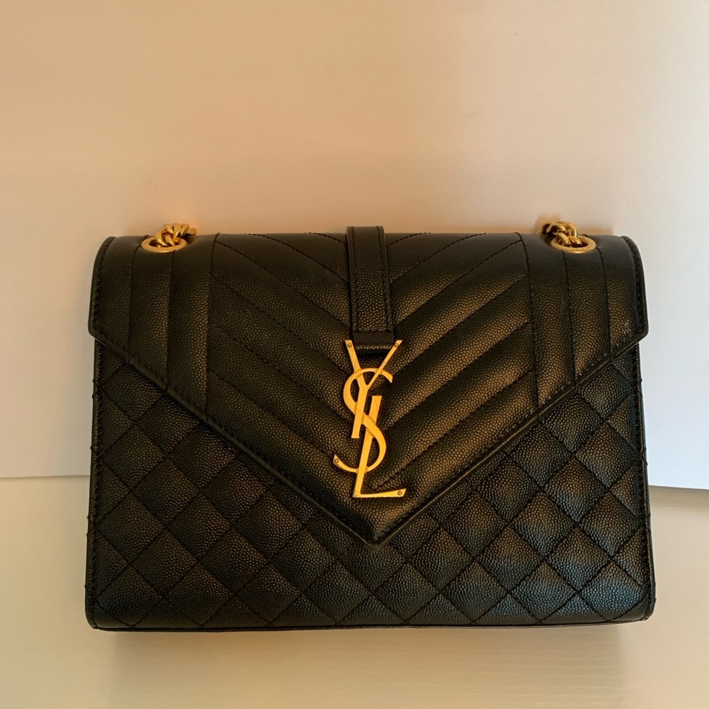Yves Saint Laurent Black Chevron Quilted Shoulder Bag